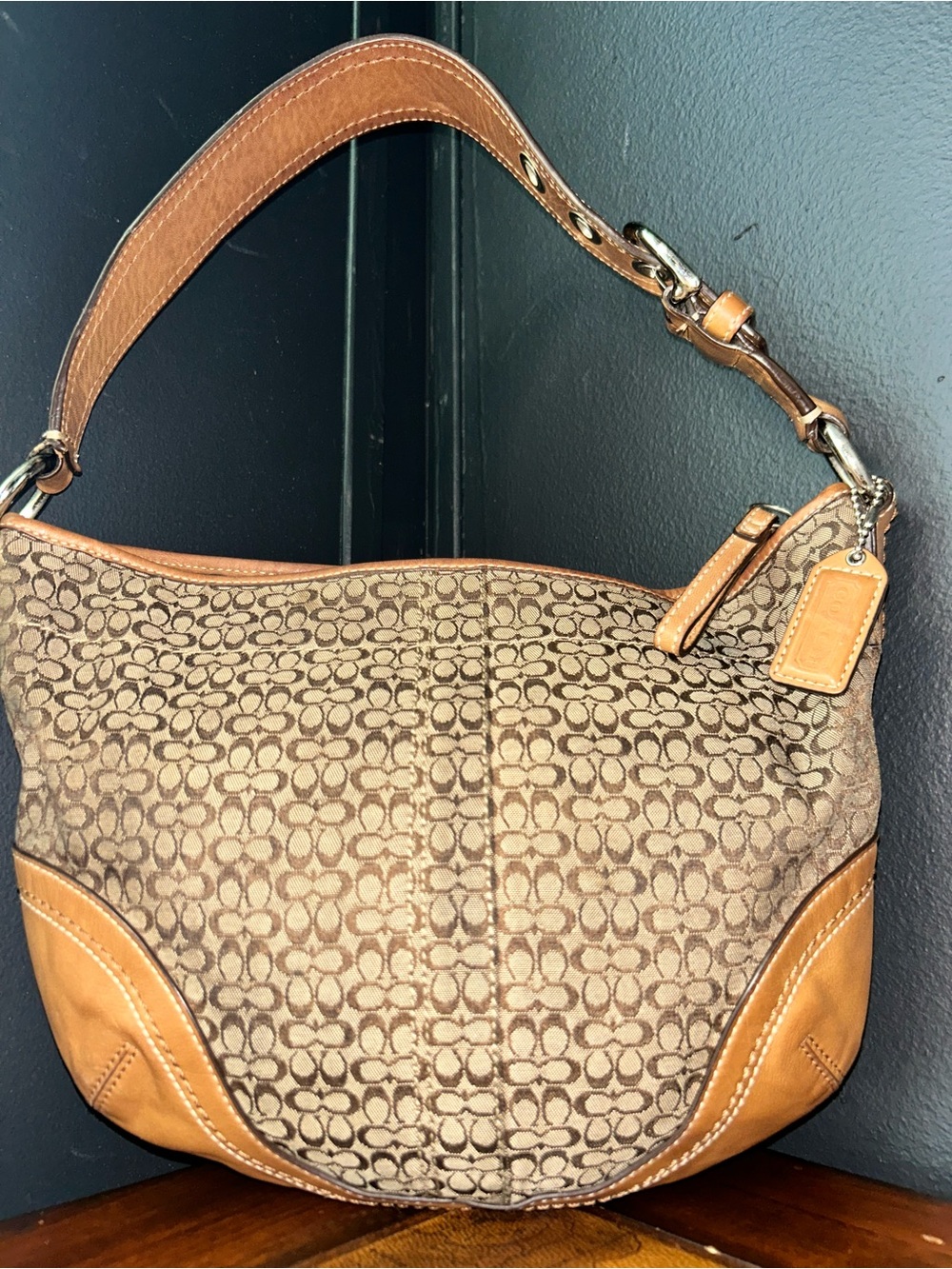 Coach 2007 Y2K Mini Kissing C Signature Monogram Tan Soho Hobo Shoulder Bag - Picture 15 of 15